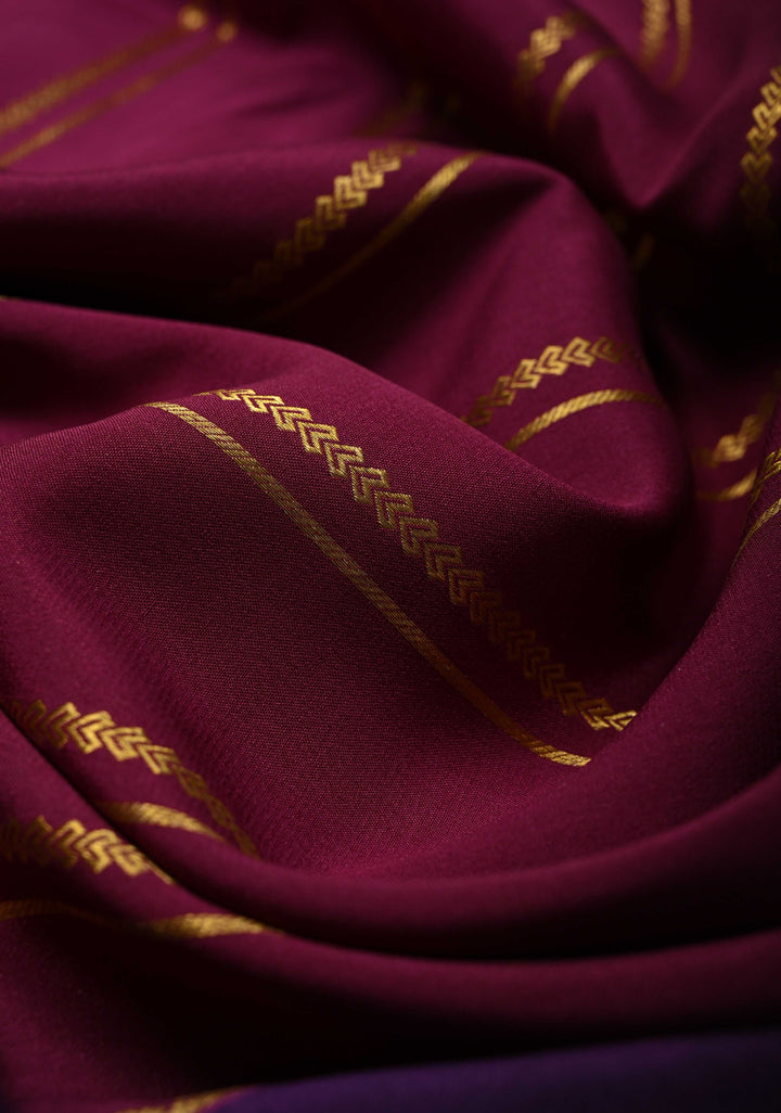 KSIC Grade Thickness Purple Zari Stripes on Mysore Silk Saree with Panel Design-Buttis and Ganga Jamuna Border| SILK MARK CERTIFIED