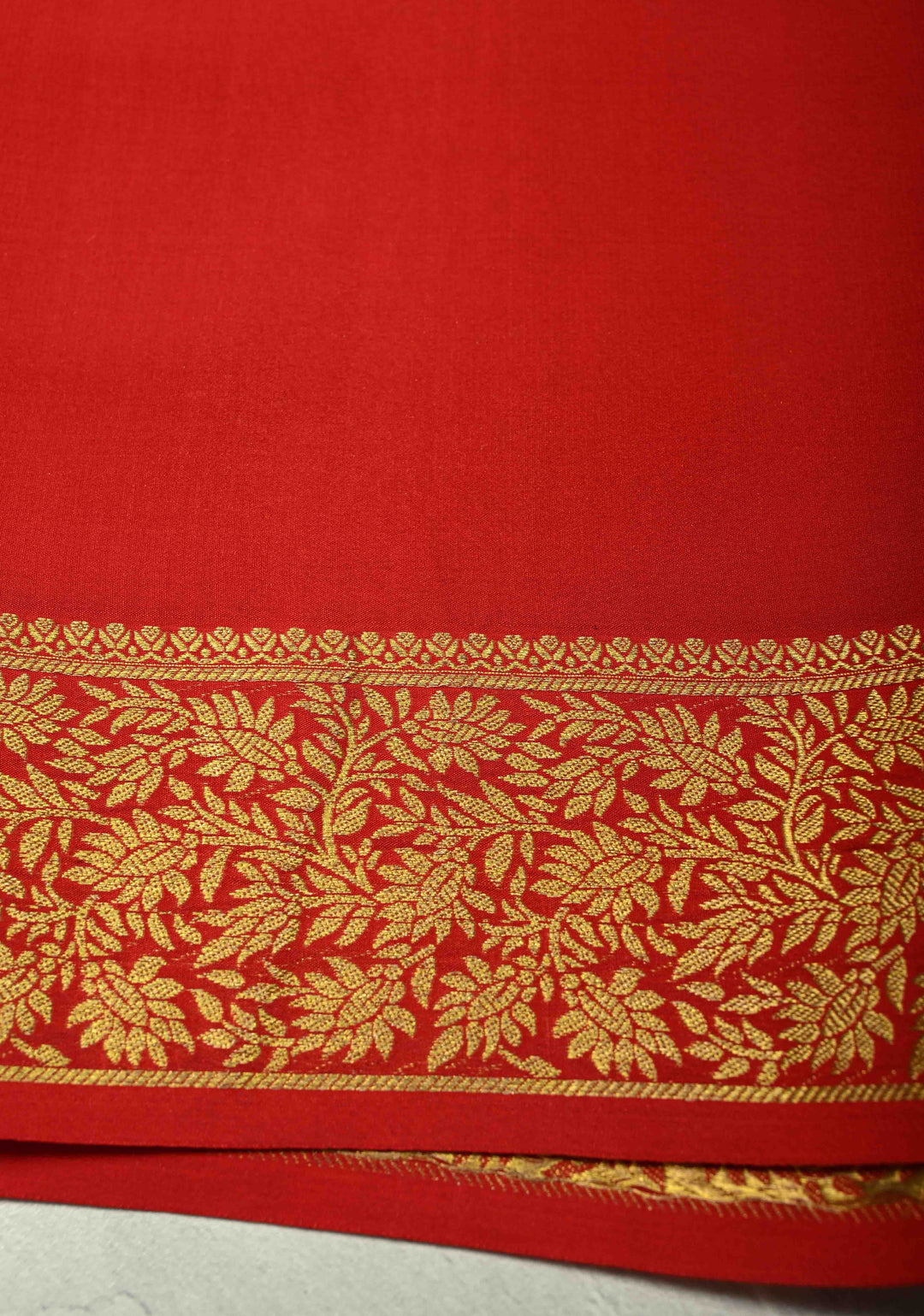 KSIC Grade Thickness Dark Green-Red Half Border Mysore Silk Saree with Zari Checks and Vertical Zari Stripes | SILK MARK CERTIFIED