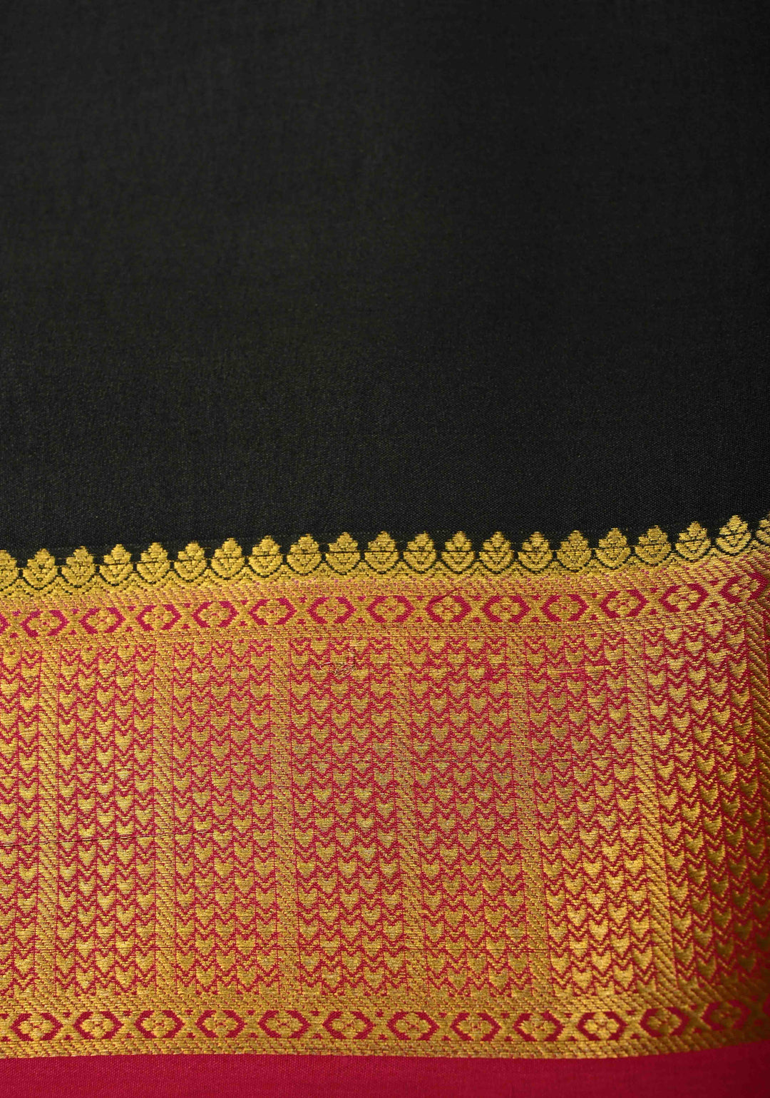 Ash Gray and Black  Mysore Silk Saree with Zari Butta and  Half Checks Border  | SILK MARK CERTIFIED