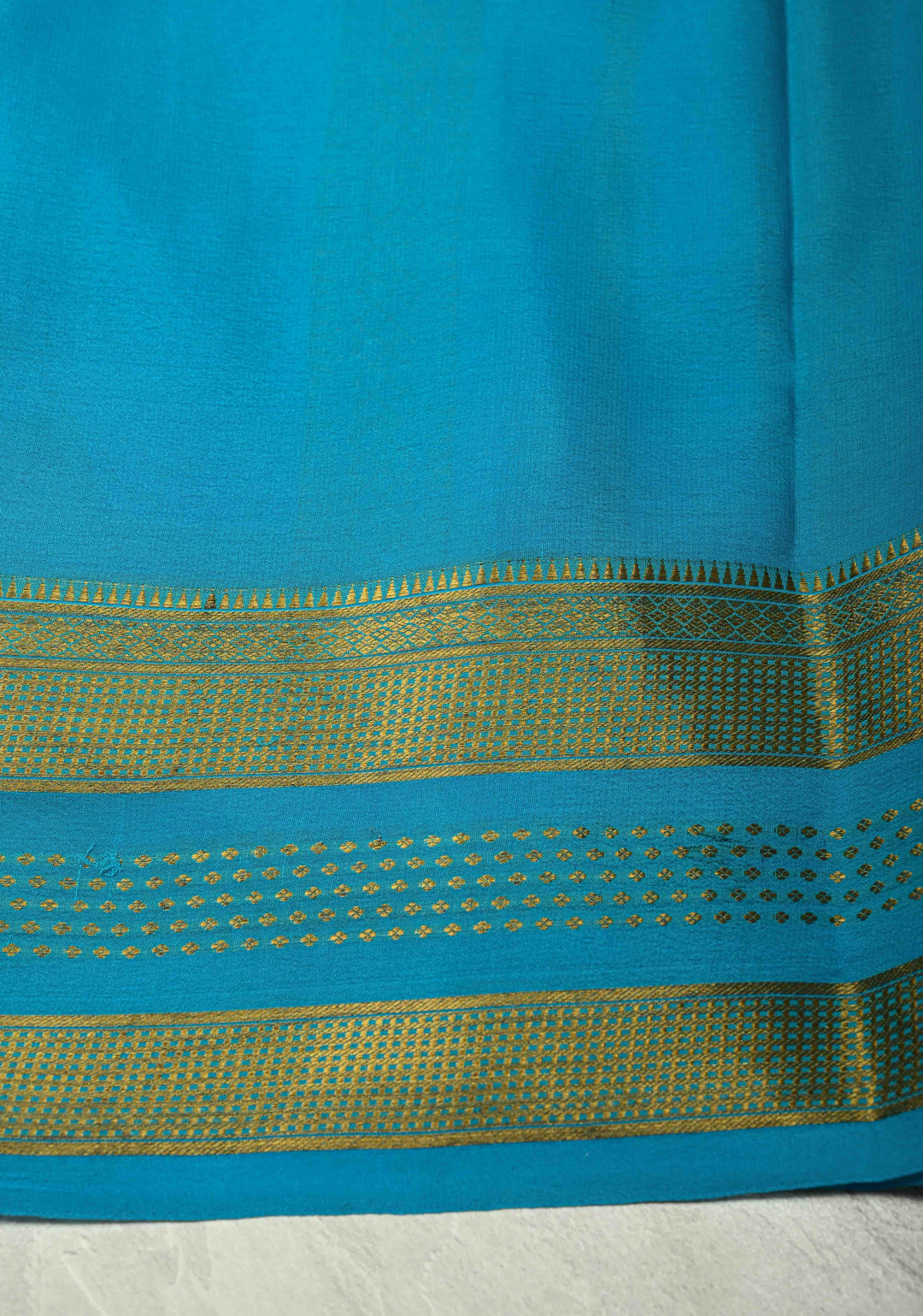 Bubblegumpink Mysore Silk Saree with Checks Zari stripes Buttis and Zari Border | SILK MARK CERTIFIED