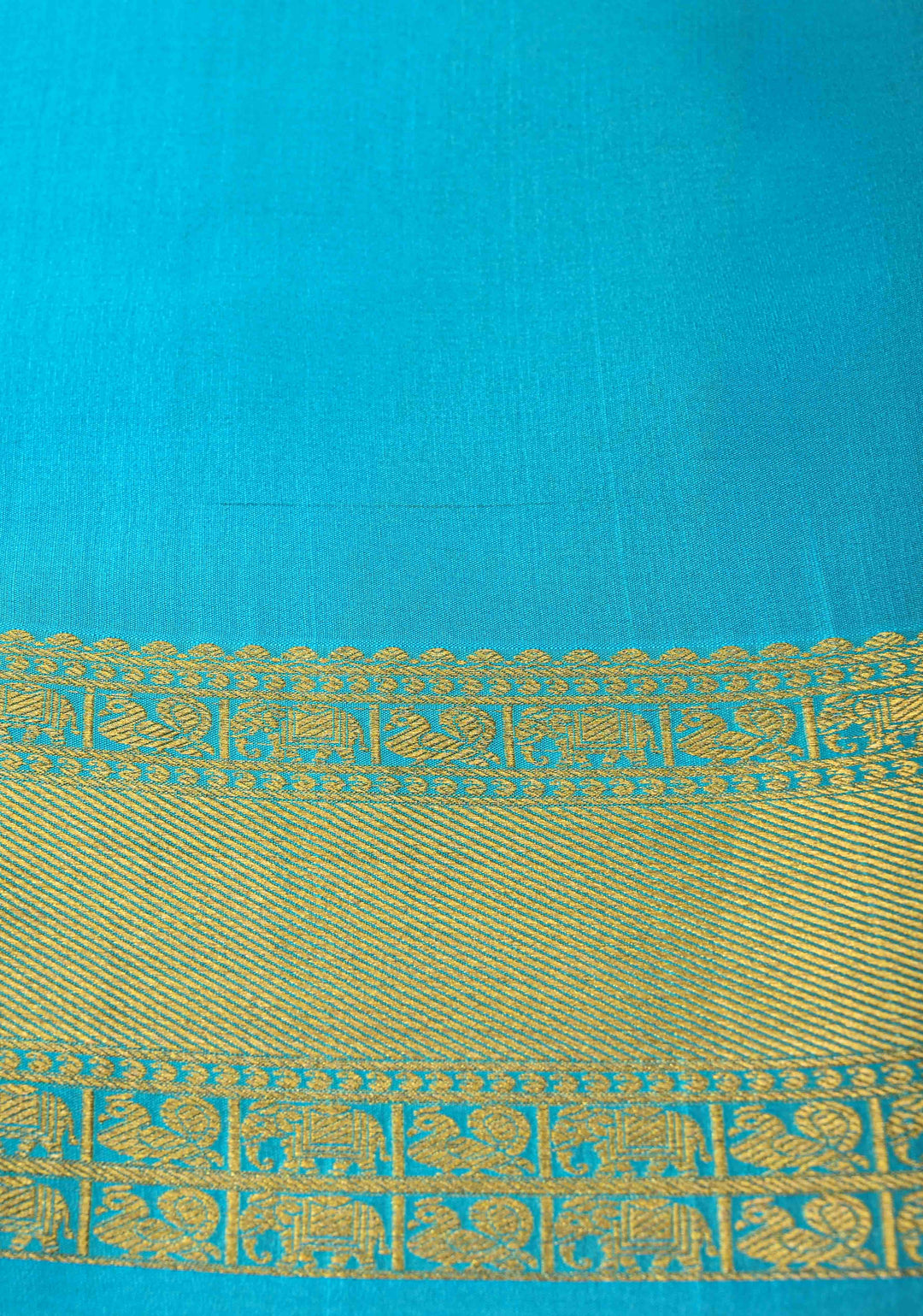 Rama Green Pure Mysore Silk Saree with Gandaberunda Buttas and Zari Border | SILK MARK CERTIFIED
