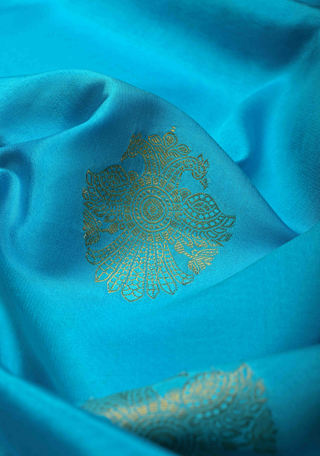 Rama Green Pure Mysore Silk Saree with Gandaberunda Buttas and Zari Border | SILK MARK CERTIFIED