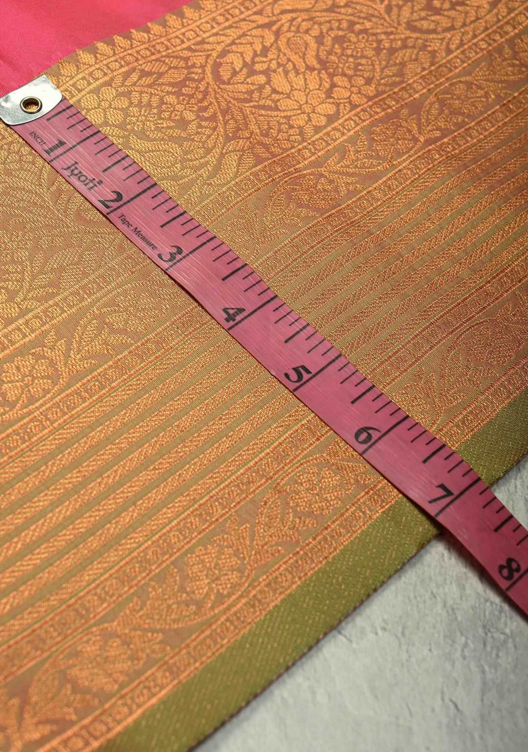 Fiery Rose Dual Tone Kanchi Semi Silk Saree with Temple Chariot Buttas and Zari Border