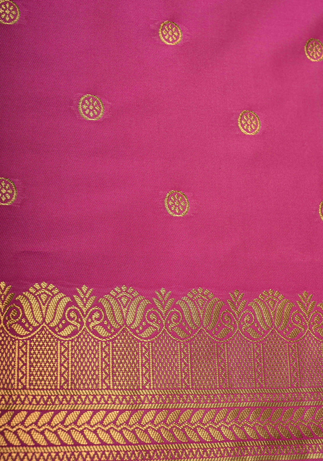 Purple-Green Dual Tone Kanchi Semi Silk Saree with Temple Chariot Zari Buttas and Zari Border
