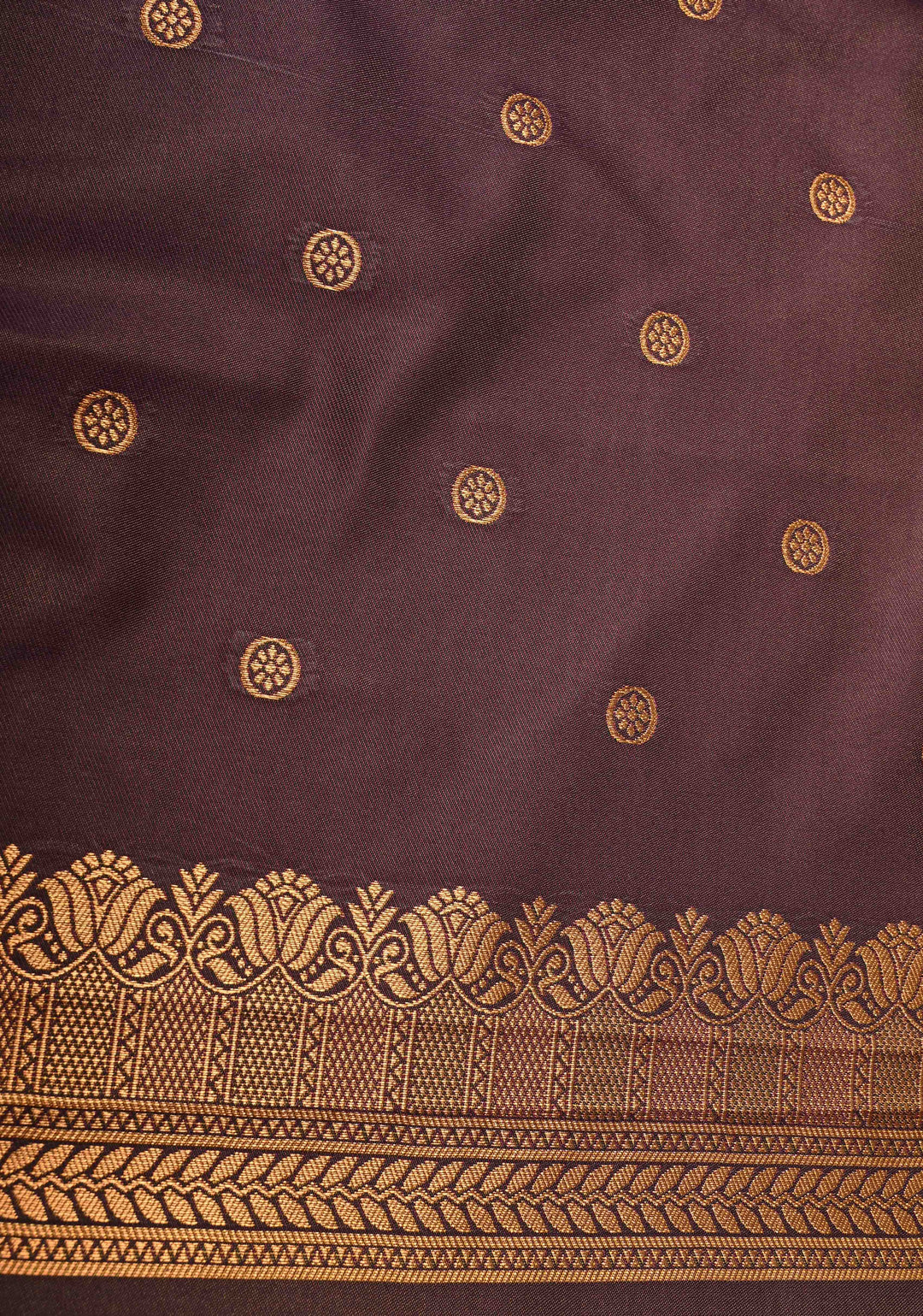 Camel Brown Dual tone Kanchi Semi Silk Saree with Temple Chariot Buttas and Zari Border