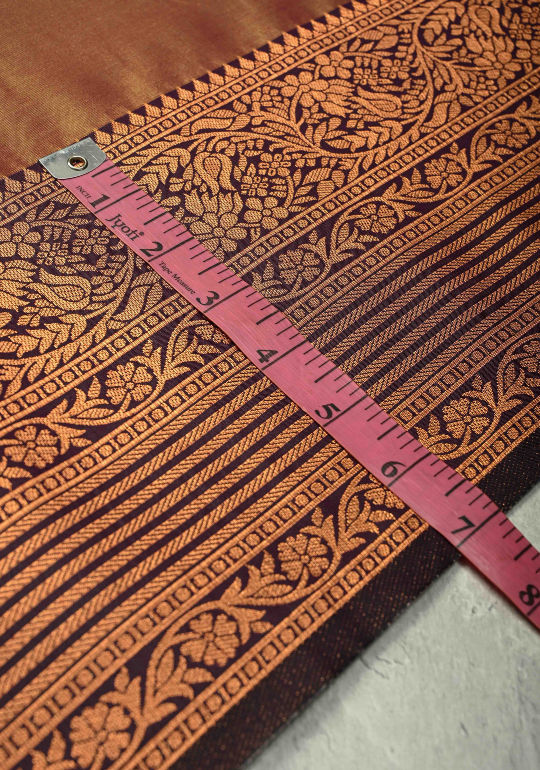 Camel Brown Dual tone Kanchi Semi Silk Saree with Temple Chariot Buttas and Zari Border