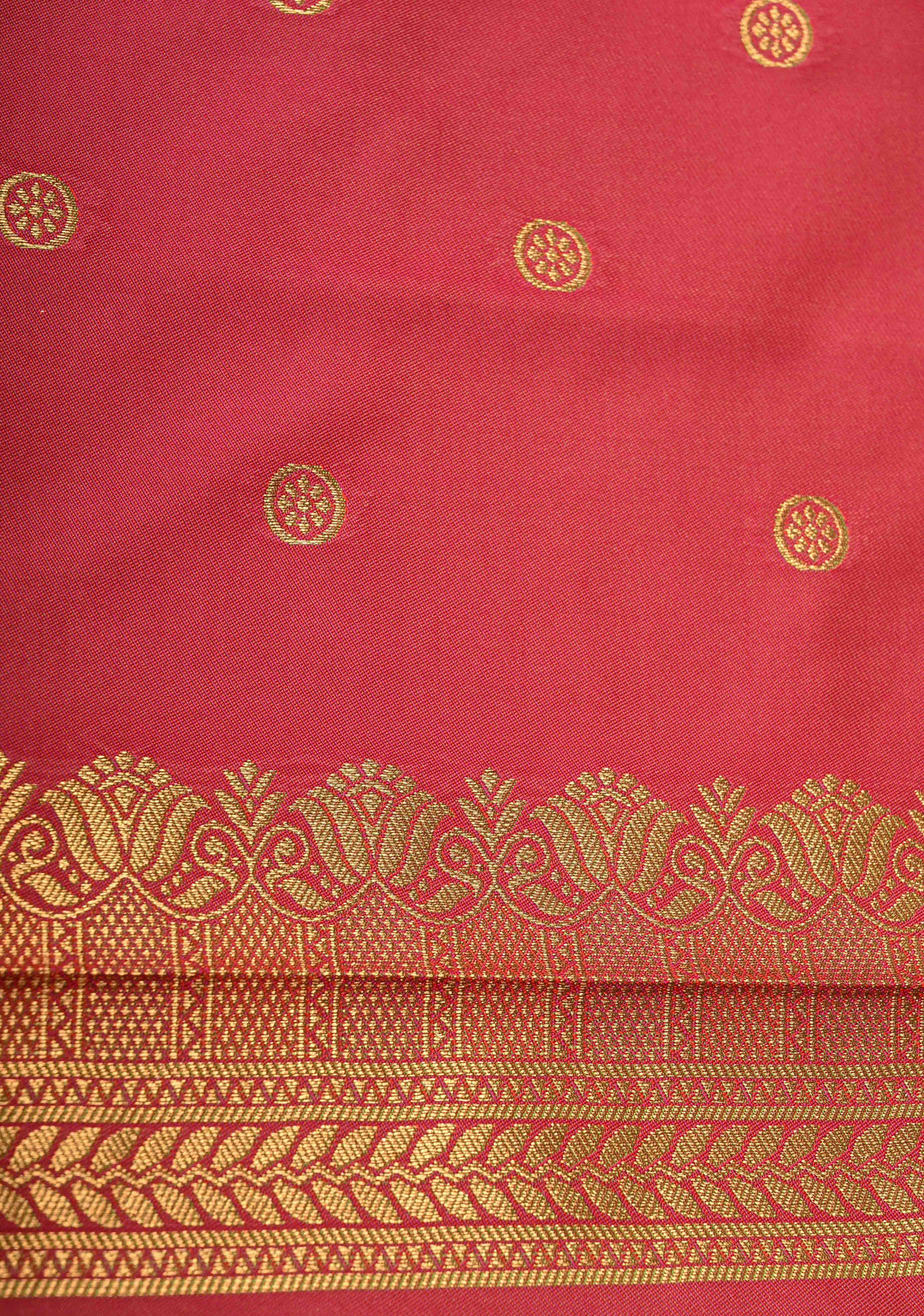 Green Pink Dual tone Kanchi Semi Silk Saree with Temple chariot Buttas and Zari Border