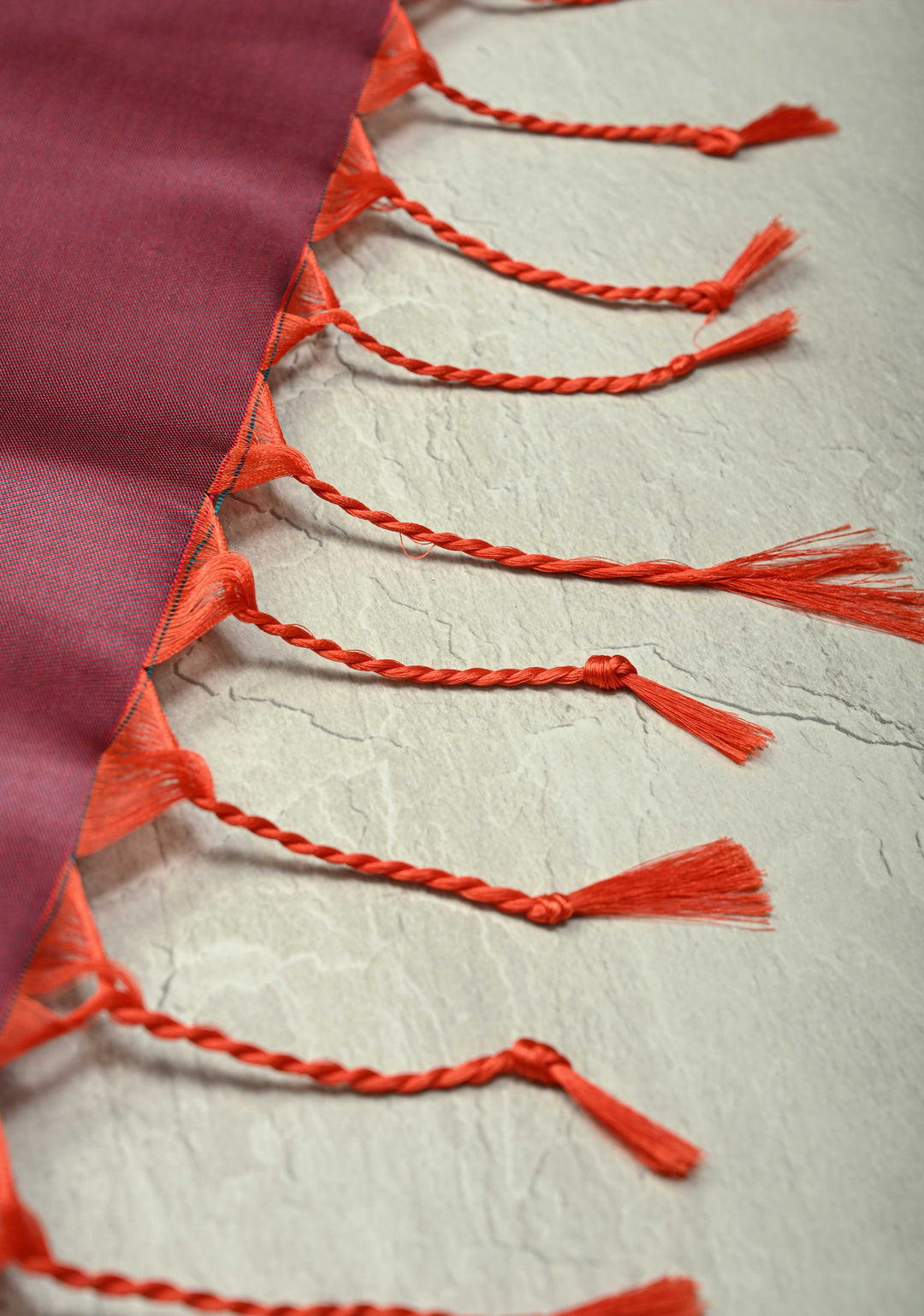 Red Vertical Zari Stripes on Kanchi Semi Silk Saree with Floral Buttas and Distinct Motifs on Contrast Border