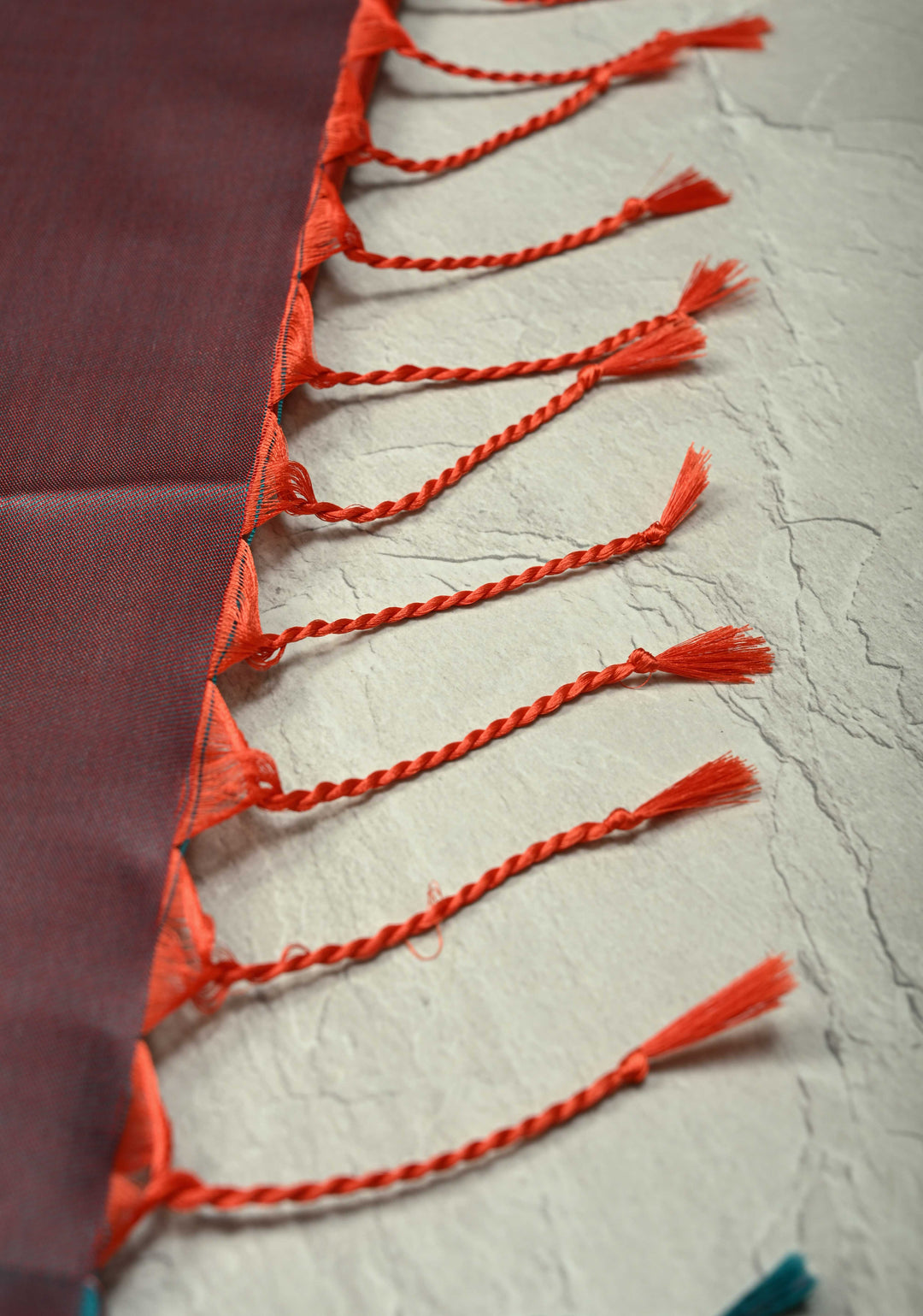 Pumpkin Orange Dual Tone Vertical Stripes on Kanchi Semi Silk Saree with Zari Buttas  and Contrast Zari Border