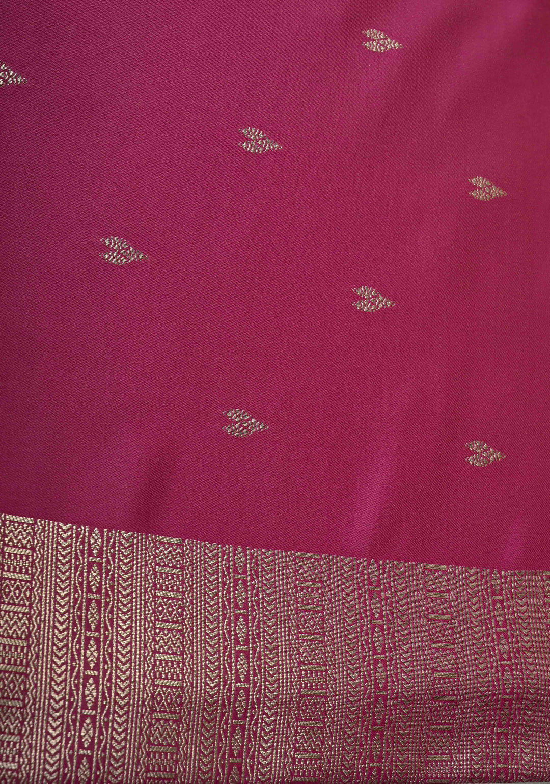 Green-Pink Dual Tone Kanchi Semi Silk Saree with Silver Zari Buttas  and Contrast Wide Zari Border