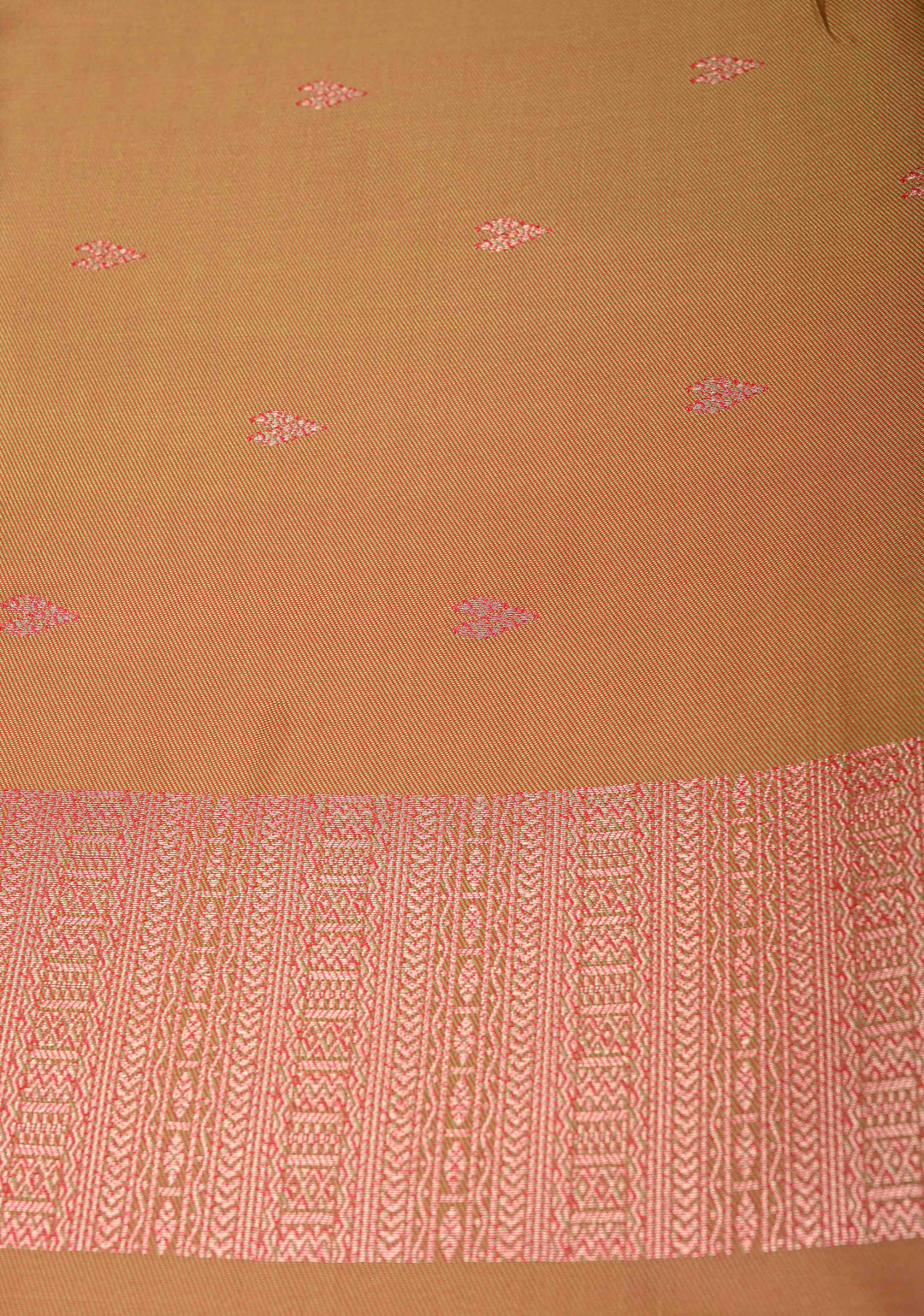 Rani Pink Kanchi Semi Silk Saree with Silver Zari Buttas and Contrast Wide Zari Border