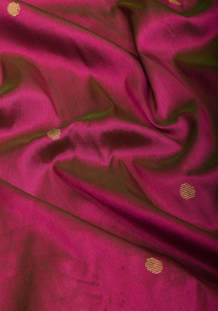 Fuchsia Yeola Paithani Pure Silk Authentic Handloom Saree, 2 side Triple Muniya Border | SILK MARK CERTIFIED