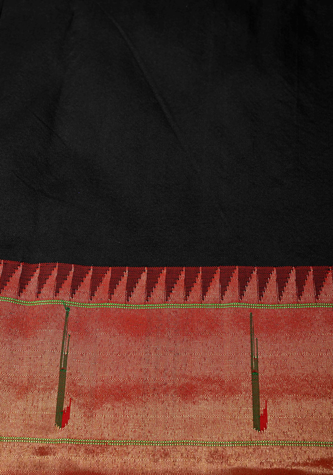 Authentic Black Yeola Paithani Handloom Silk Saree with Single Muniya Borders and African Parrot Grand Pallu | SILK MARK CERTIFIED
