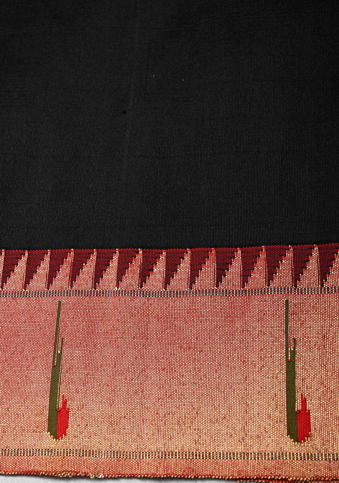Authentic Black Yeola Paithani Handloom Silk Saree with Single Muniya Borders and and African Parrot Pallu | SILK MARK CERTIFIED