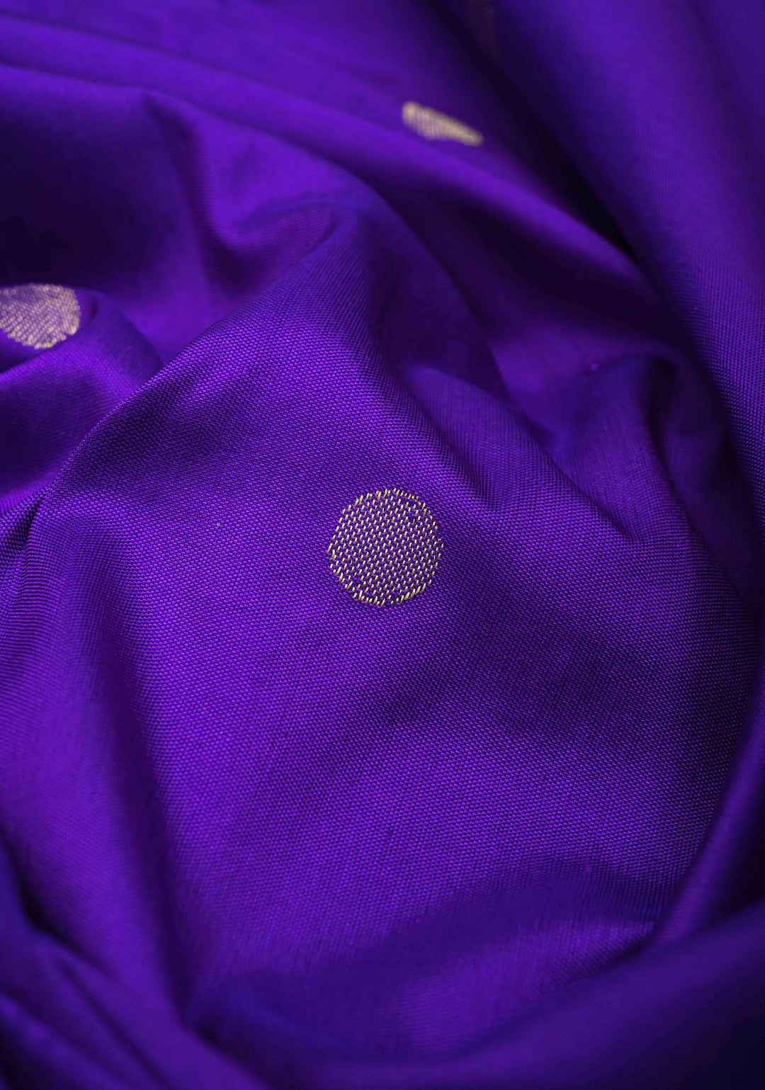 Authentic Purple Coin Buttas on  Yeola Paithani Handloom Silk Saree with Triple Muniya Borders and Peacock Motifs on Pallu | SILK MARK CERTIFIED