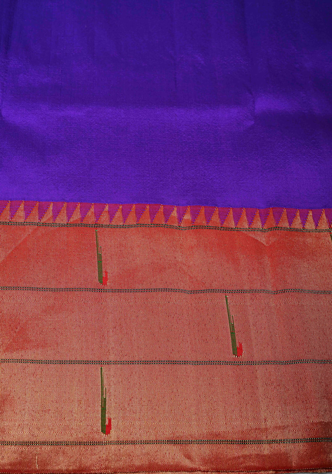 Authentic Purple Yeola Paithani Handloom Silk Saree with Triple Muniya Borders and Peacock Motifs on Pallu | SILK MARK CERTIFIED