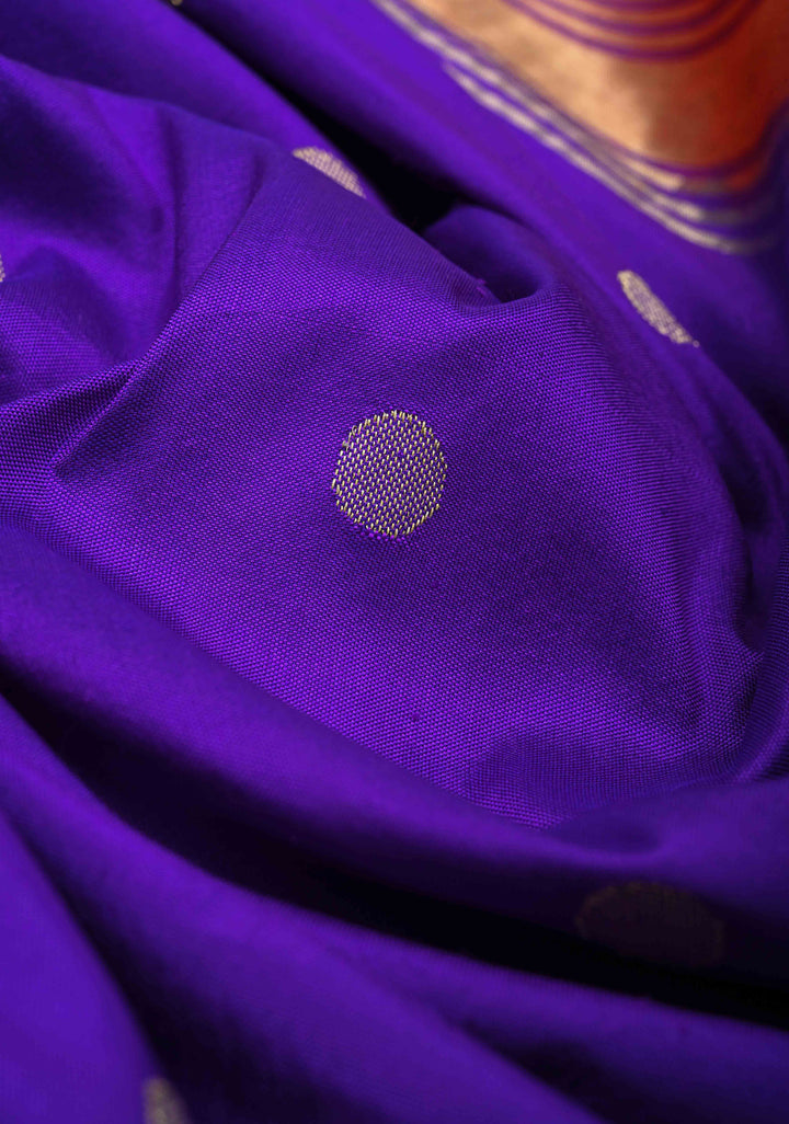 Authentic Purple Yeola Paithani Handloom Silk Saree with Triple Muniya Borders and Peacock Motifs on Pallu | SILK MARK CERTIFIED