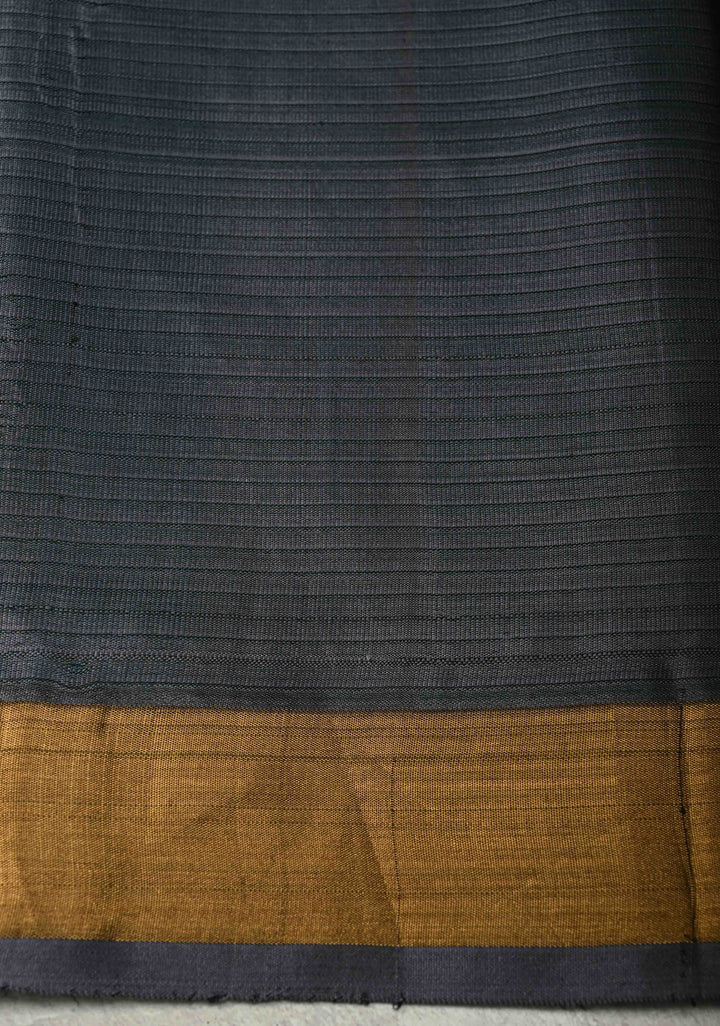 Sea Green Handloom Pure Silk Saree With Meenakari Thread Buttas and Zari Border | SILK MARK CERTIFIED