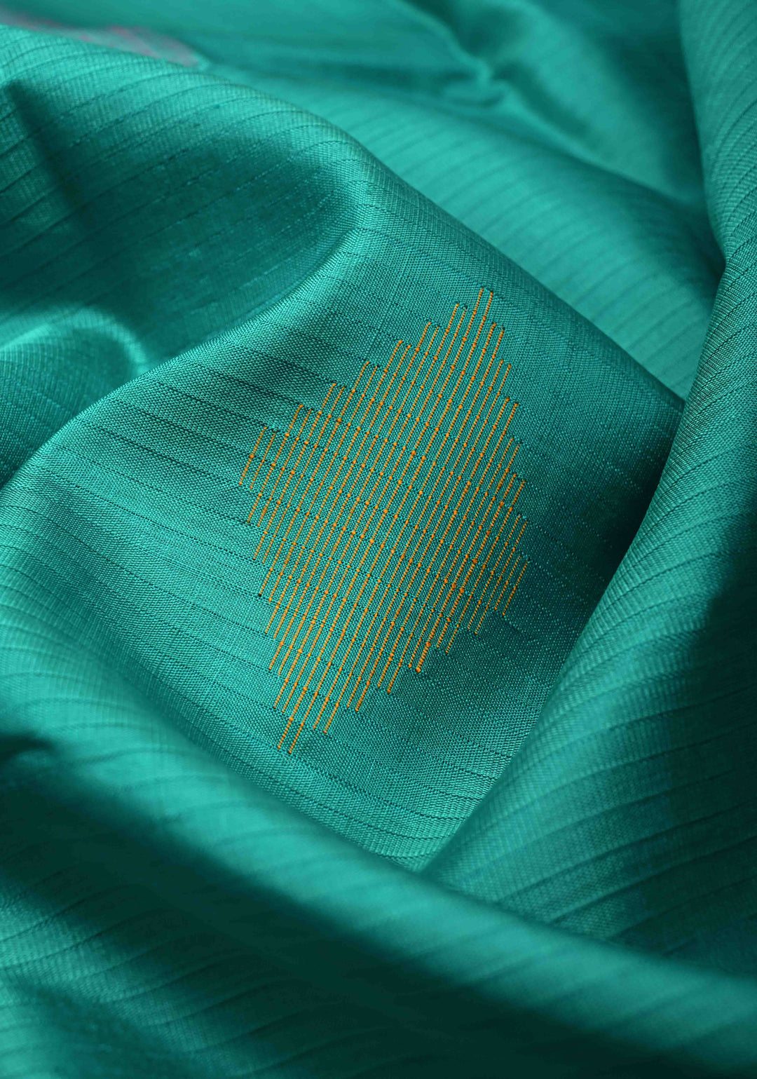 Sea Green Handloom Pure Silk Saree With Meenakari Thread Buttas and Zari Border | SILK MARK CERTIFIED