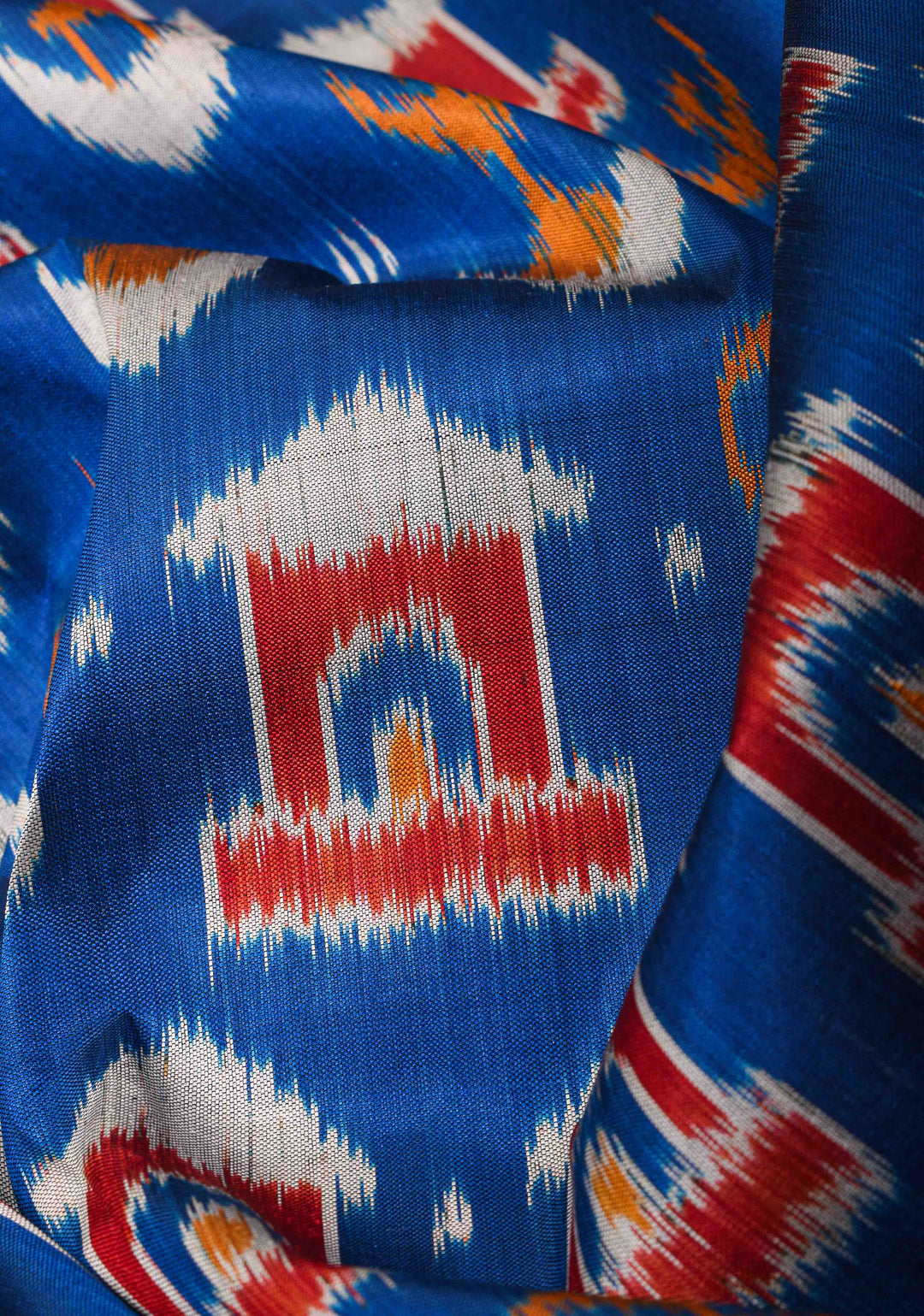 Blue Handloom Sambalpuri Ikkat Silk Saree with Dolabedi Weave and Contrast Border and Pallu, No Blouse Piece | SILK MARK CERTIFIED