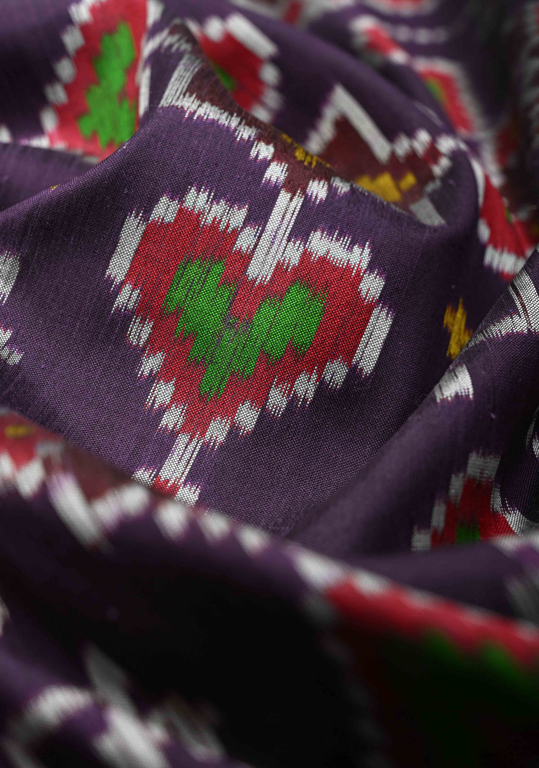 Purple Handloom Sambalpuri Ikkat Silk Saree with Contrast Border  | SILK MARK CERTIFIED