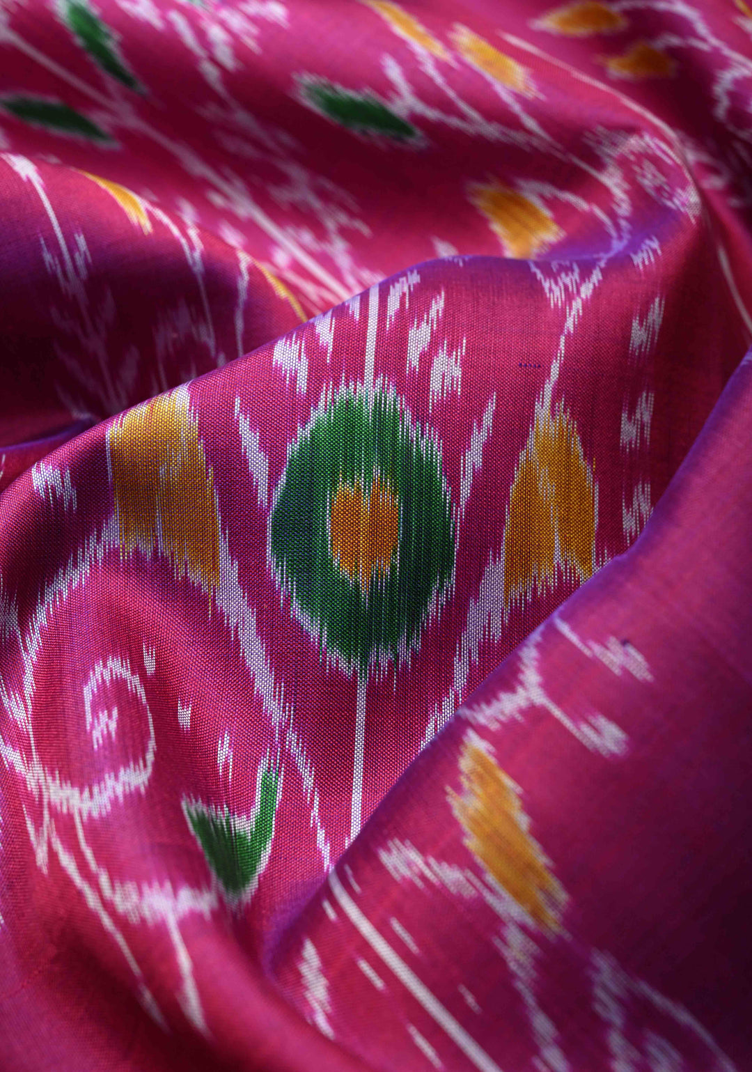Majenta Handloom Sambalpuri Ikkat Silk Saree with Contrast Border, No Blouse Piece | SILK MARK CERTIFIED