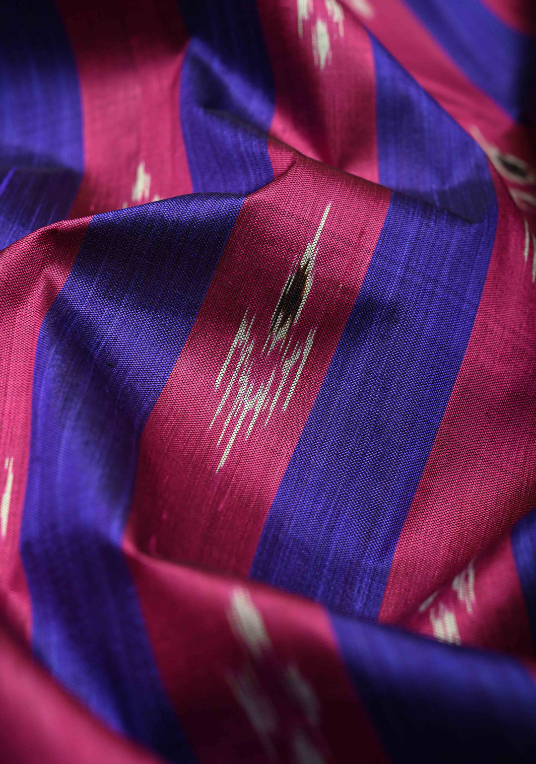 Ink Purple-Magenta Handloom Sambalpuri Ikkat Silk Saree with Stripes Design and Border, No Blouse Piece | SILK MARK CERTIFIED