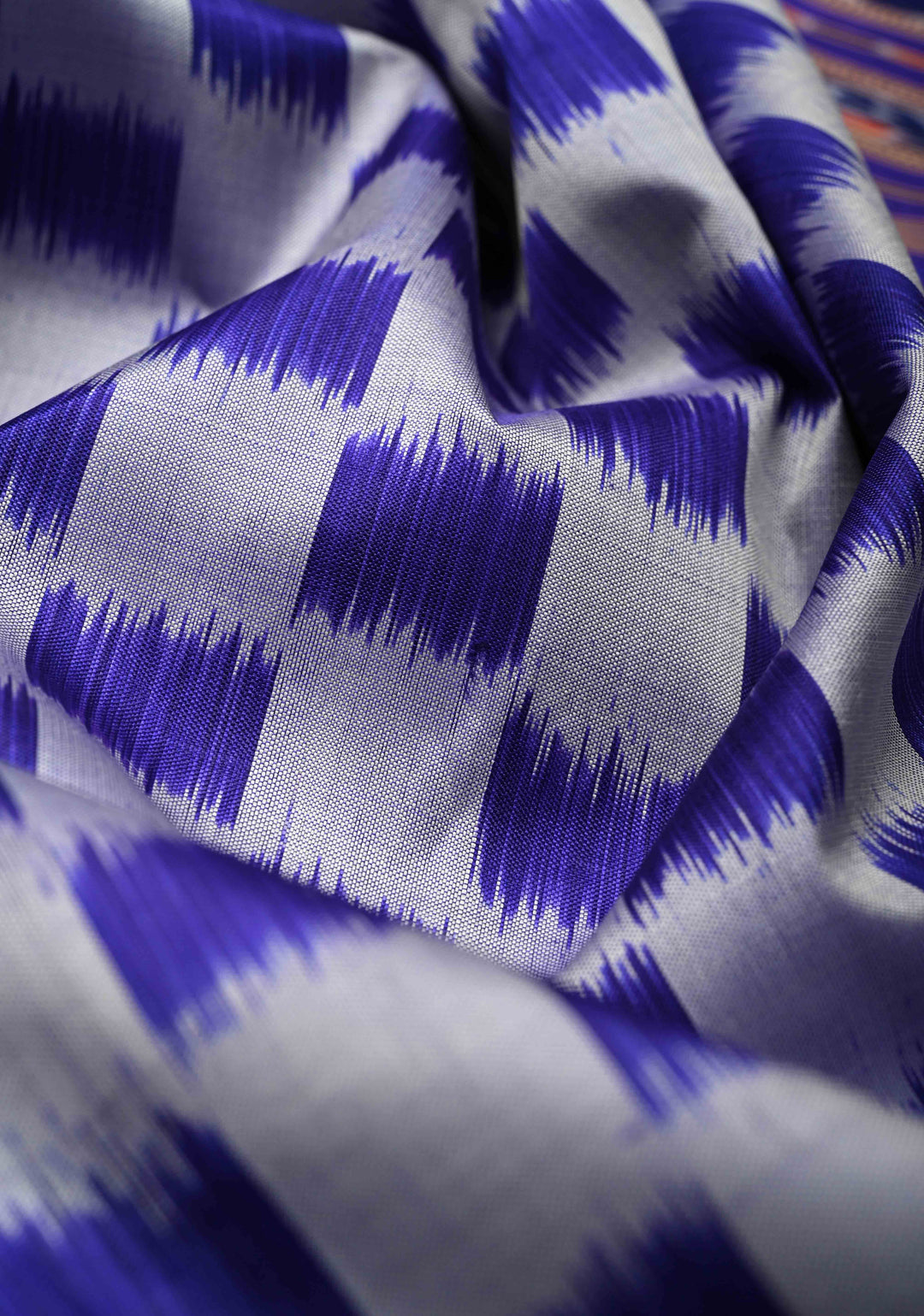 Ink Purple-Gray Handloom Sambalpuri Ikkat Silk Saree with Checks Pattern and Border, No Blouse Peice | SILK MARK CERTIFIED