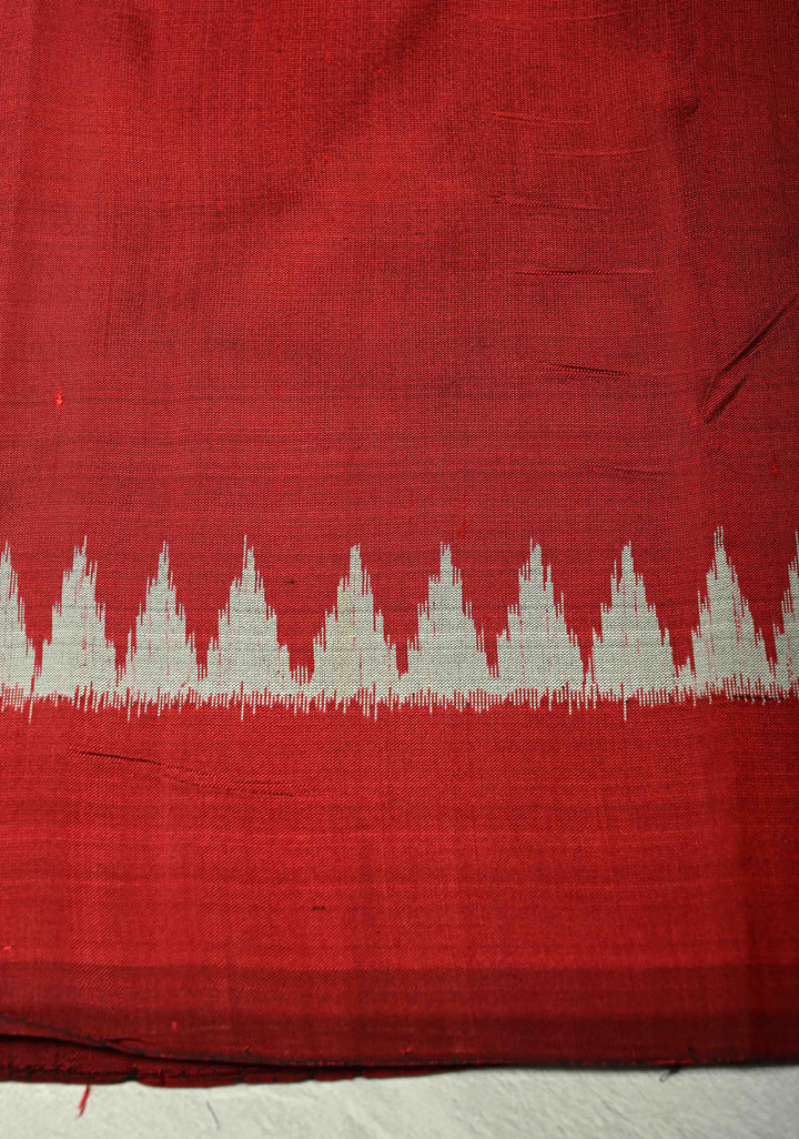 Aegean  Blue Handloom Sambalpuri Ikkat Silk Saree with Fish Motif and Contrast Border | SILK MARK CERTIFIED