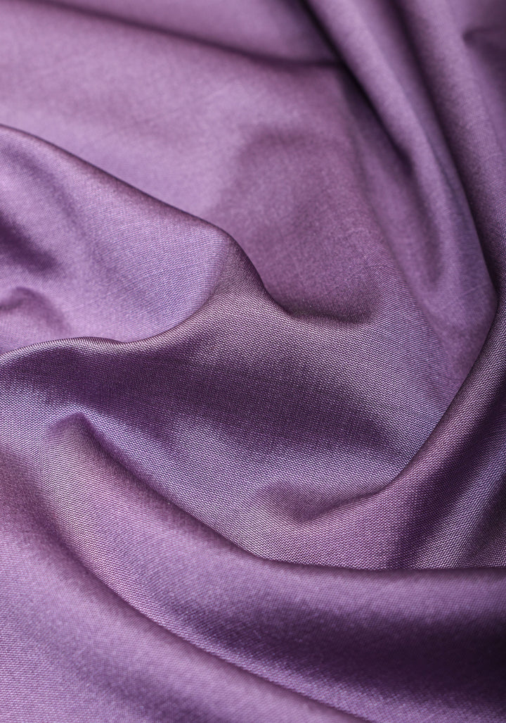 Dull Purple Tone and Two Color Temple Border on Art Silk Saree