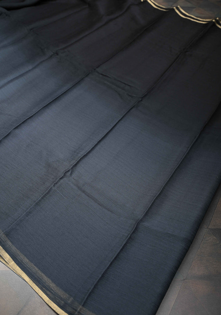 Bollywood style ombre pure chiffon Saree in black and gray, No Blouse Piece