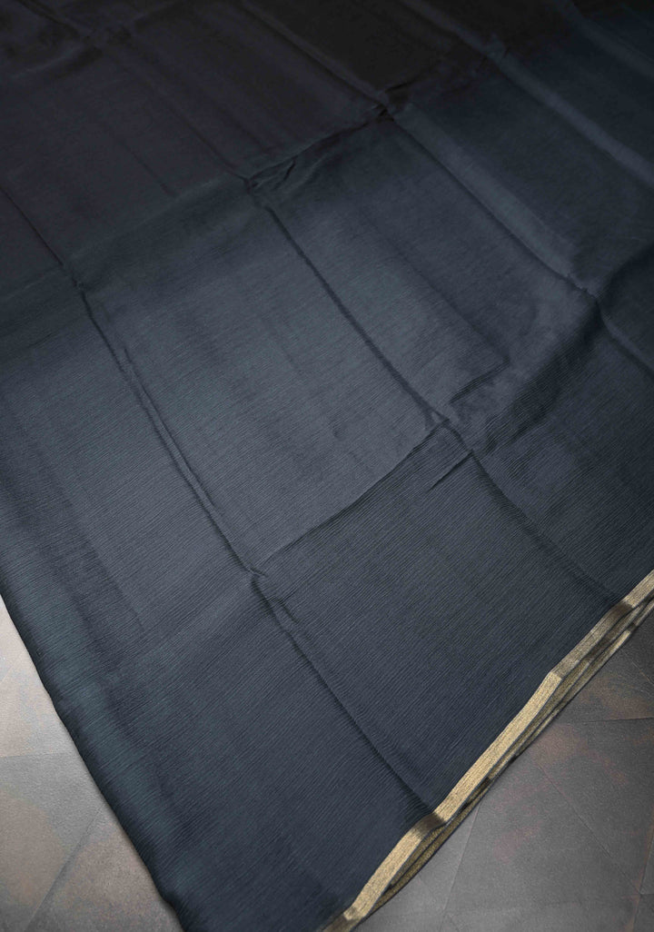 Bollywood style ombre pure chiffon Saree in black and gray, No Blouse Piece