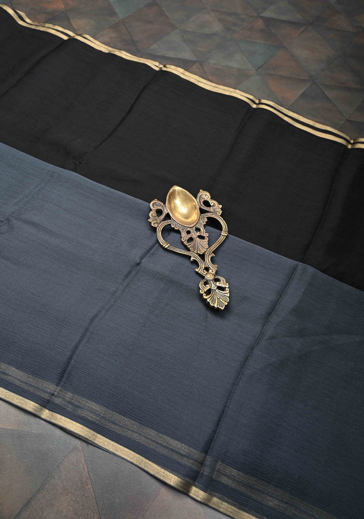 Bollywood style ombre pure chiffon Saree in black and gray, No Blouse Piece