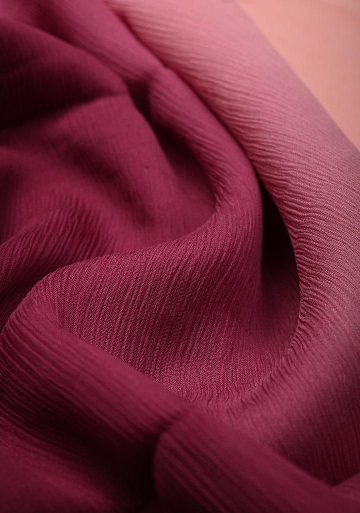 Bollywood style ombre pure chiffon Saree in Vivid Burgundy And Peach, No Blouse Piece