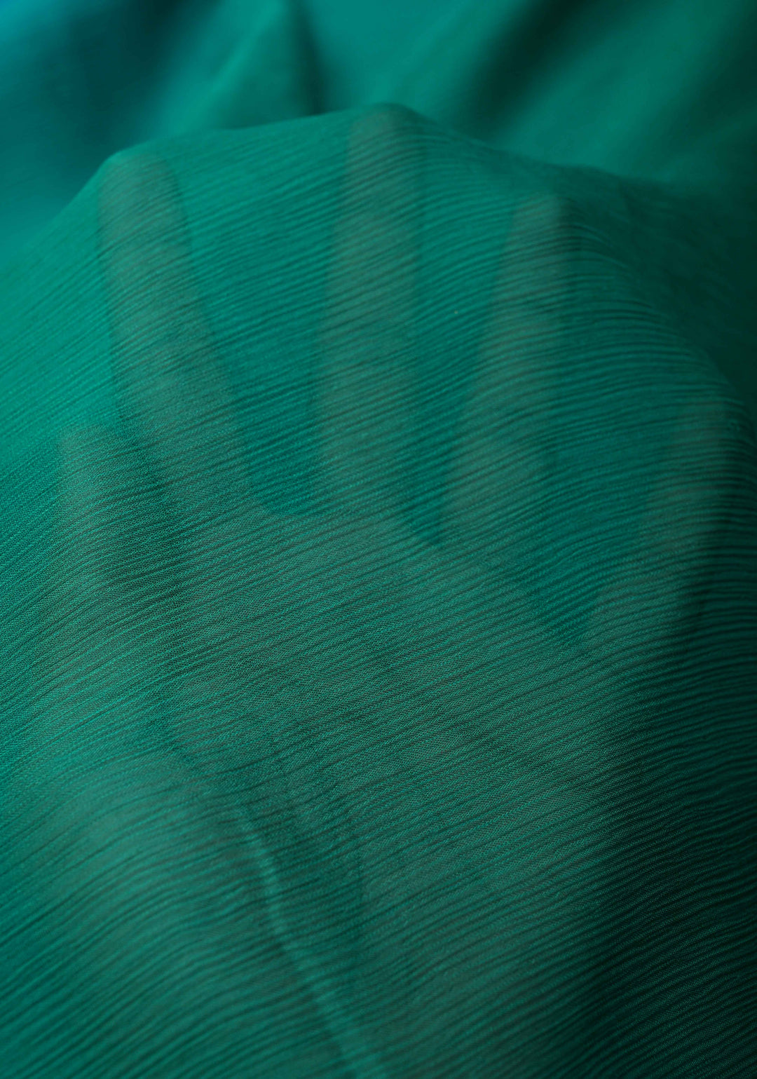 Bollywood style ombre pure chiffon Saree in Prussian Blue and Dark Sea Green, No Blouse Piece