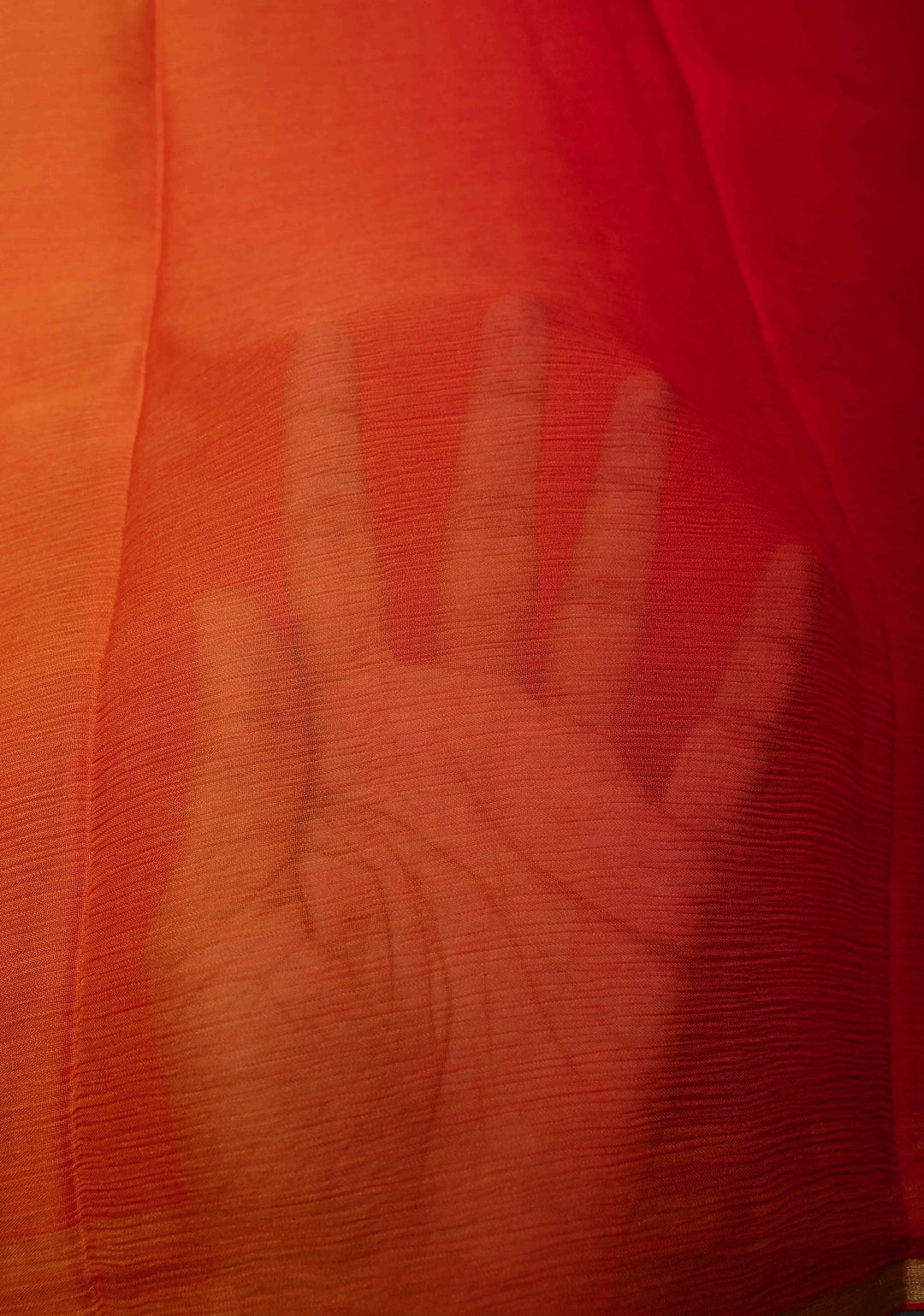 Bollywood style ombre pure chiffon Saree in Red and orange, No Blouse Piece