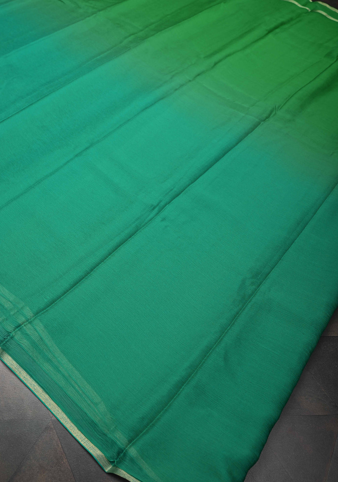 Bollywood style ombre pure chiffon Saree in Shades of green, No Blouse Piece