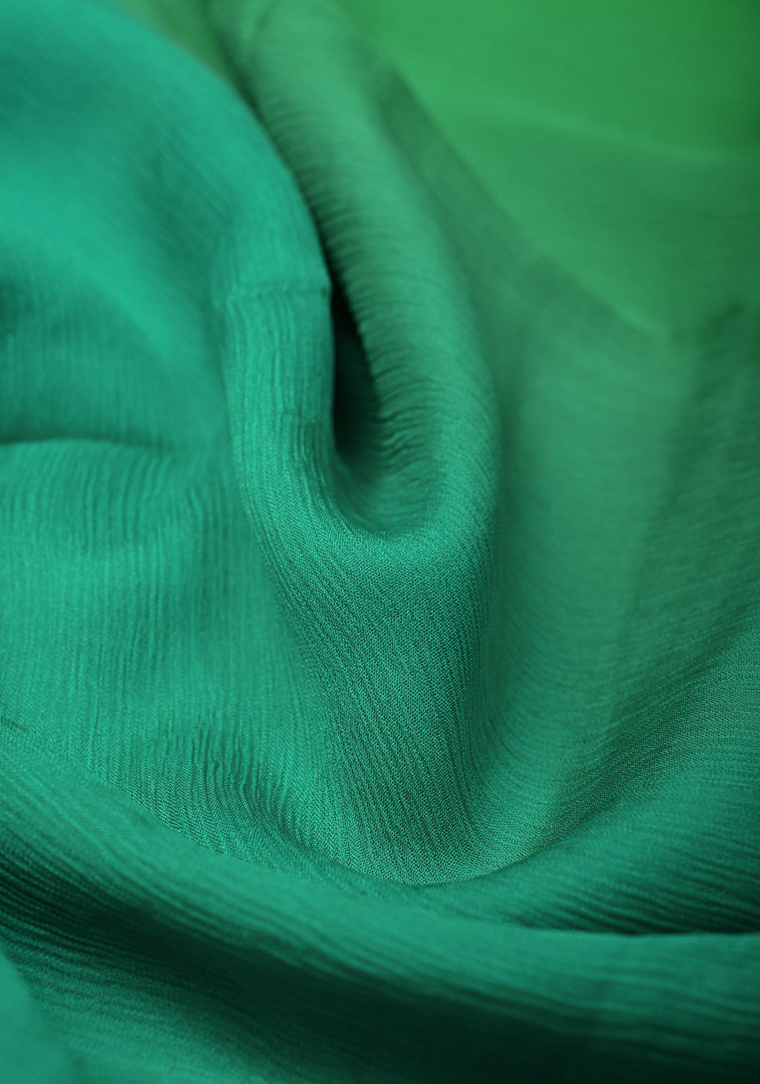 Bollywood style ombre pure chiffon Saree in Shades of green, No Blouse Piece