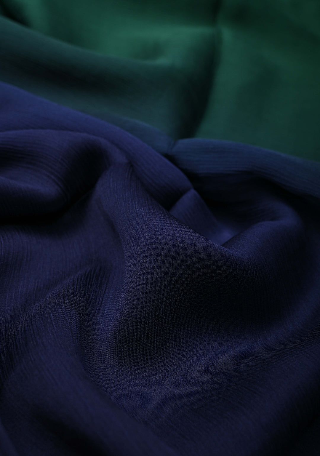 Bollywood style ombre pure chiffon Saree in Dark Navy blue and dark green, No Blouse Piece