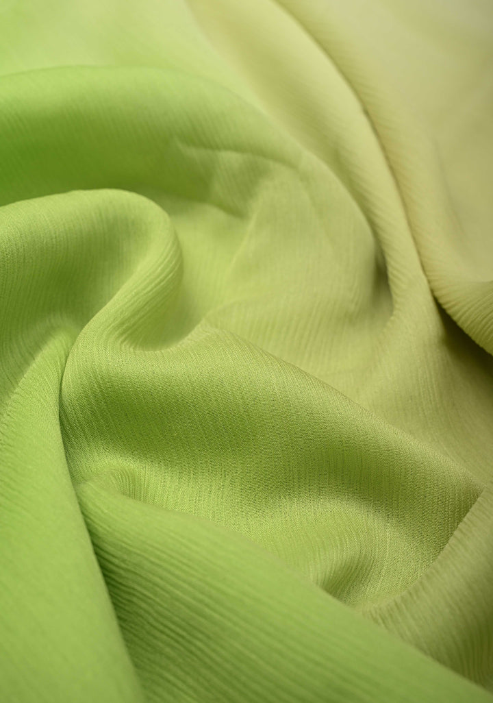 Bollywood style ombre pure chiffon Saree in shades of green, No Blouse Piece