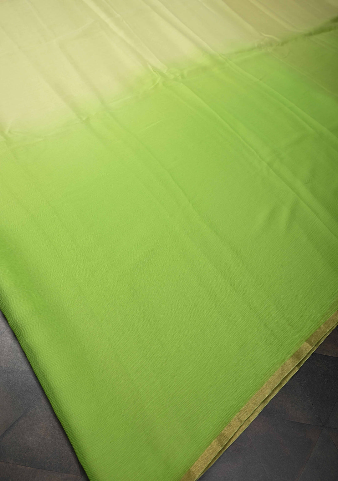 Bollywood style ombre pure chiffon Saree in shades of green, No Blouse Piece