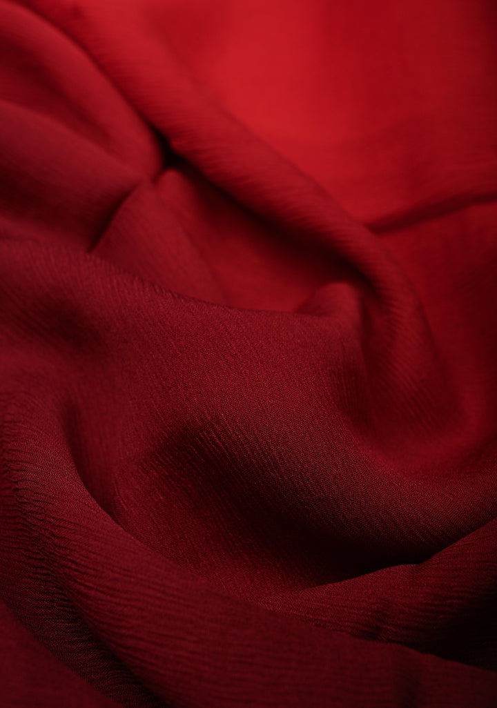 Bollywood style ombre pure chiffon Saree in Maroon and Red, No Blouse Piece