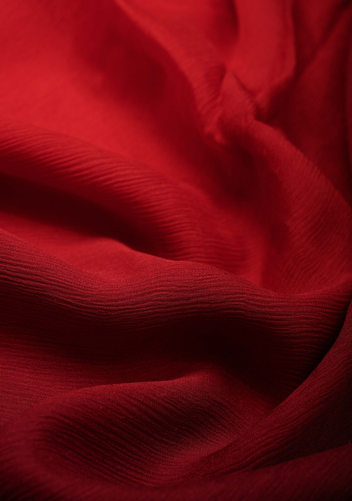 Bollywood style ombre pure chiffon Saree in Maroon and Red, No Blouse Piece