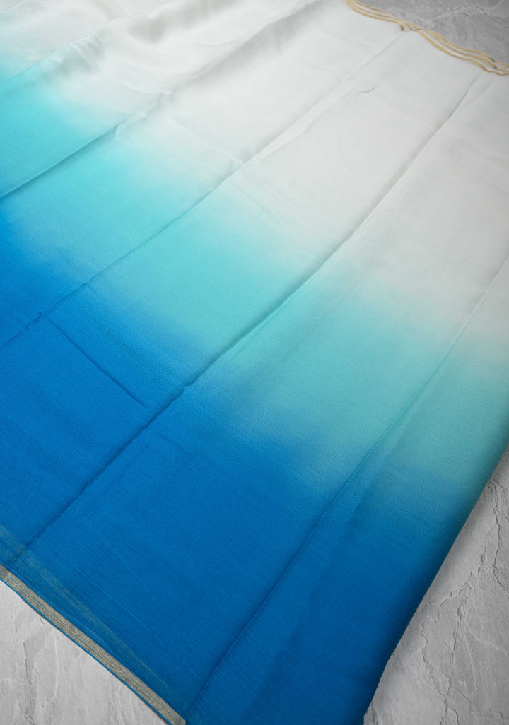 Bollywood style ombre pure chiffon Saree in Multicolor, No Blouse Piece