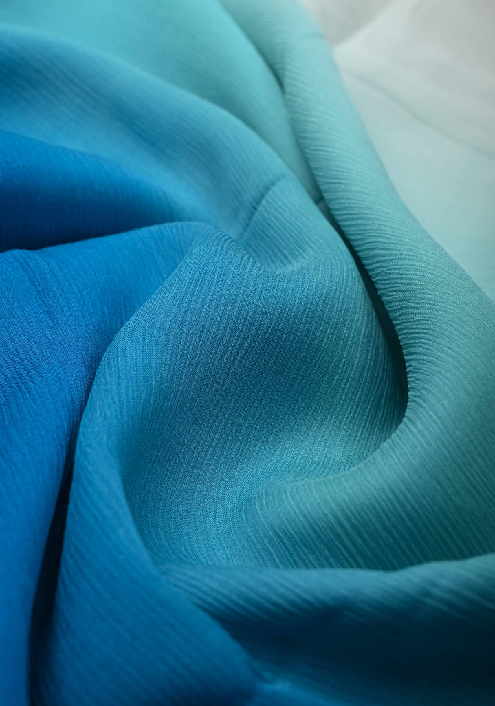 Bollywood style ombre pure chiffon Saree in Multicolor, No Blouse Piece