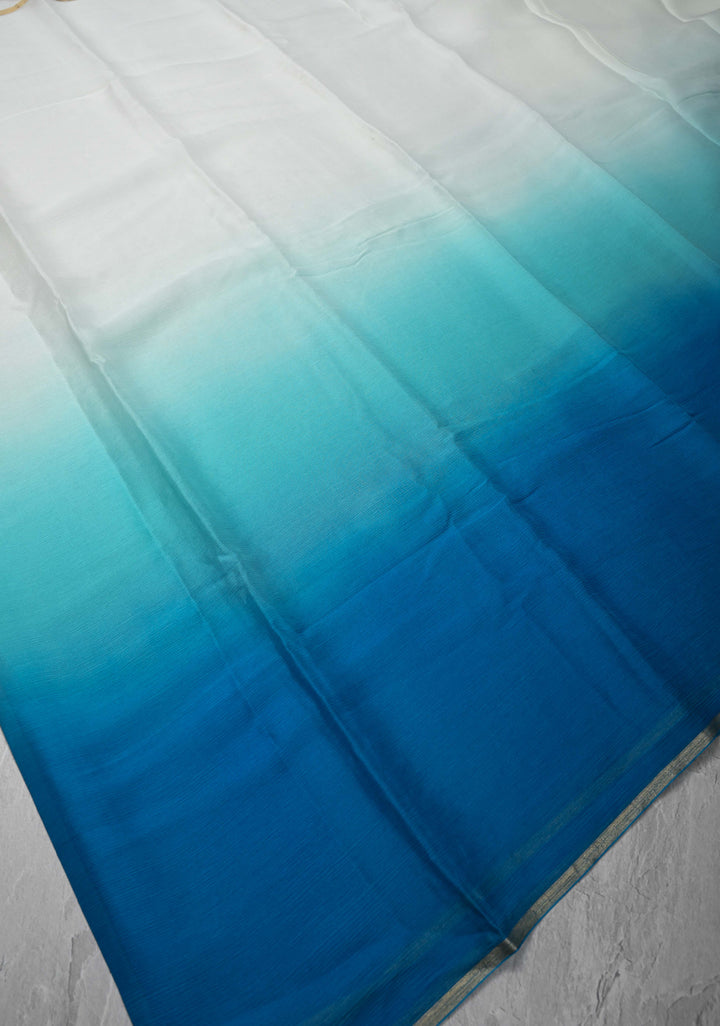 Bollywood style ombre pure chiffon Saree in Multicolor, No Blouse Piece