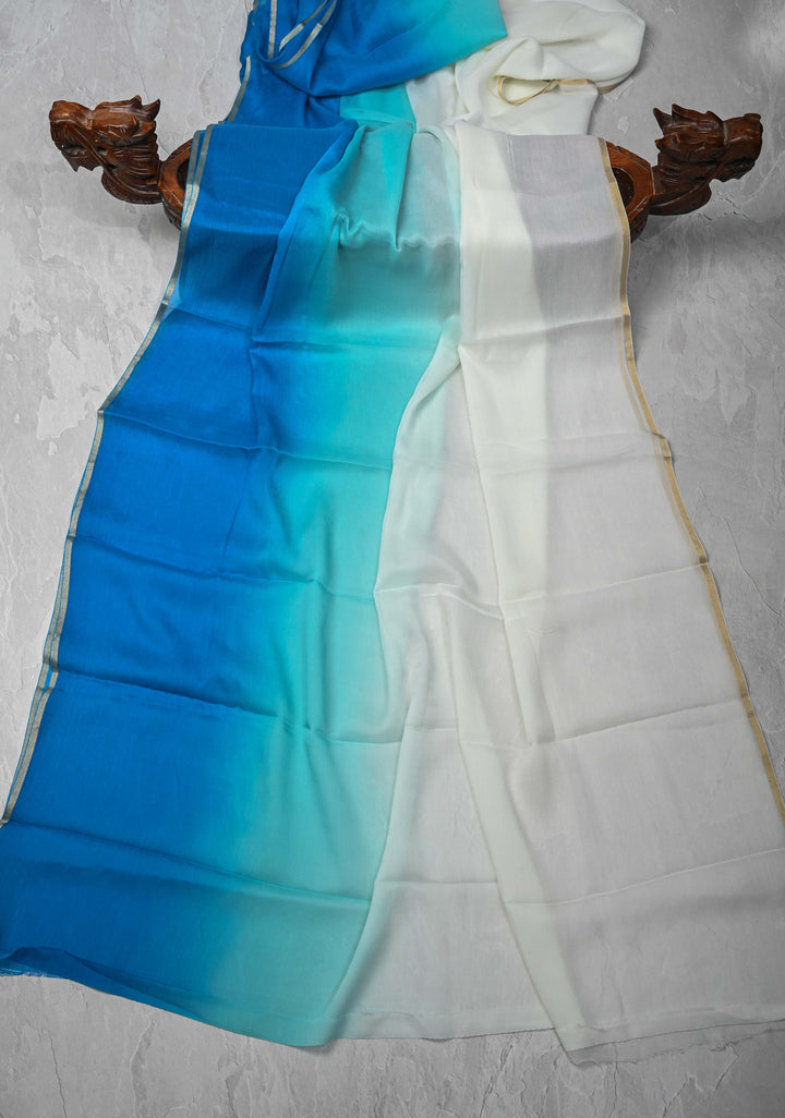 Bollywood style ombre pure chiffon Saree in Multicolor, No Blouse Piece