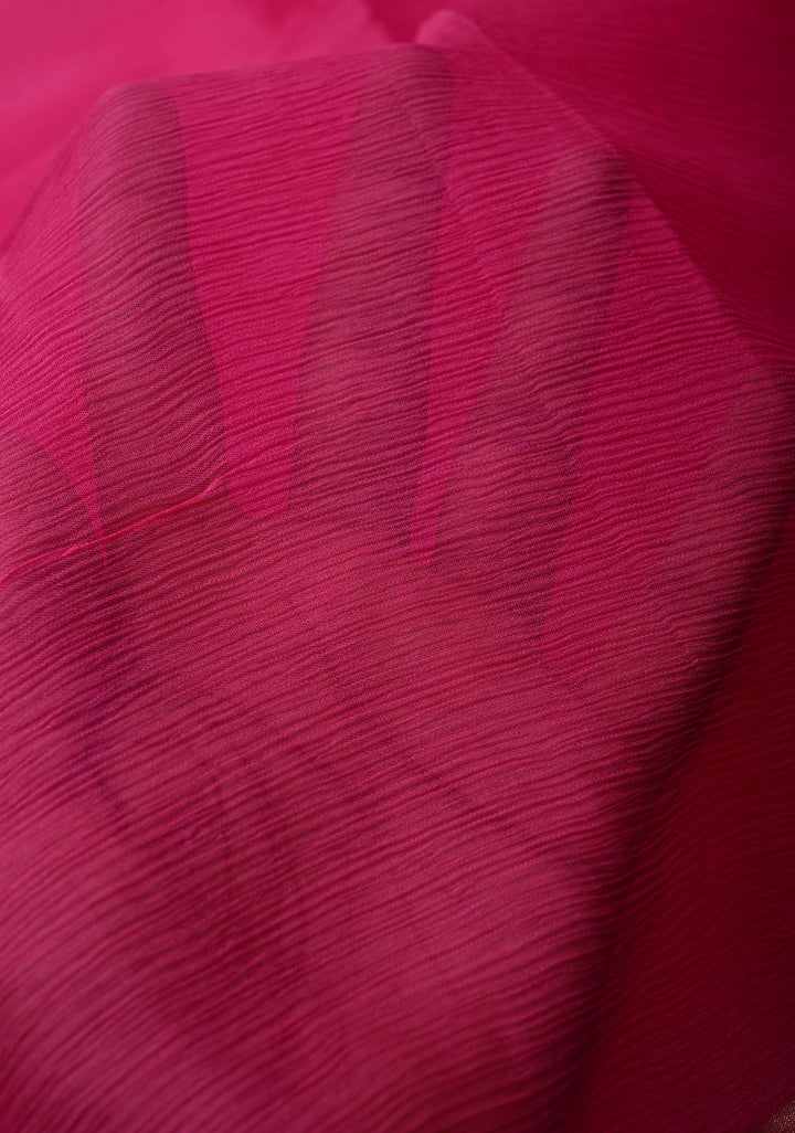 Bollywood style ombre pure chiffon Saree in Pink and orange, No Blouse Piece
