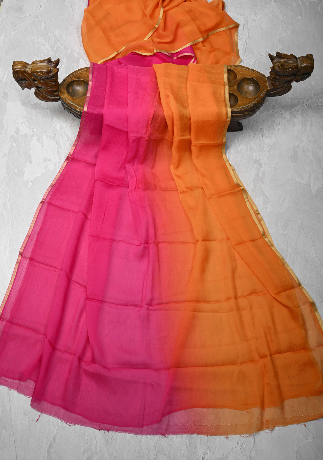Bollywood style ombre pure chiffon in Multicolor, No Blouse Piece