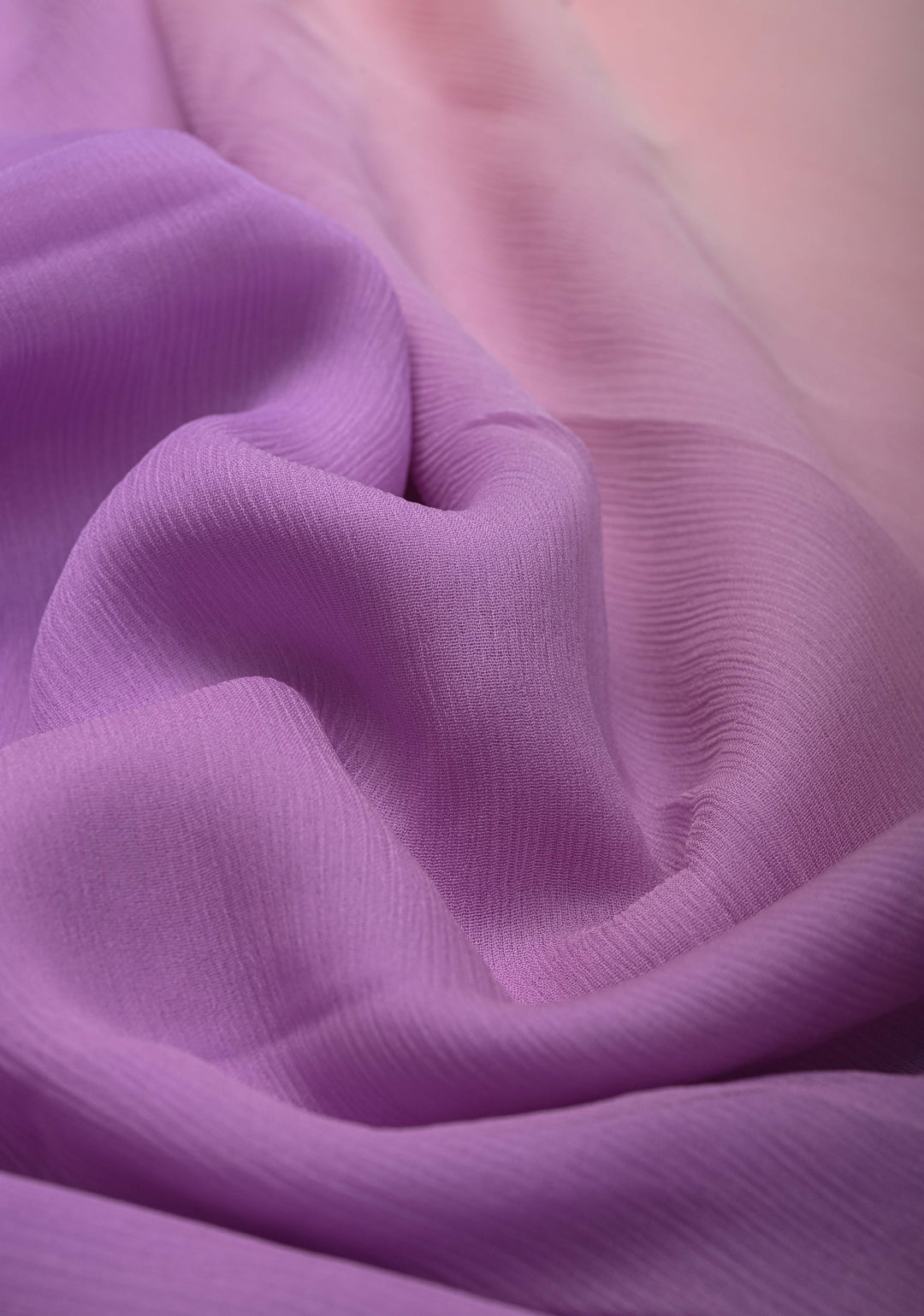 Bollywood style ombre pure chiffon Saree in Lavender and Peach, No Blouse Piece